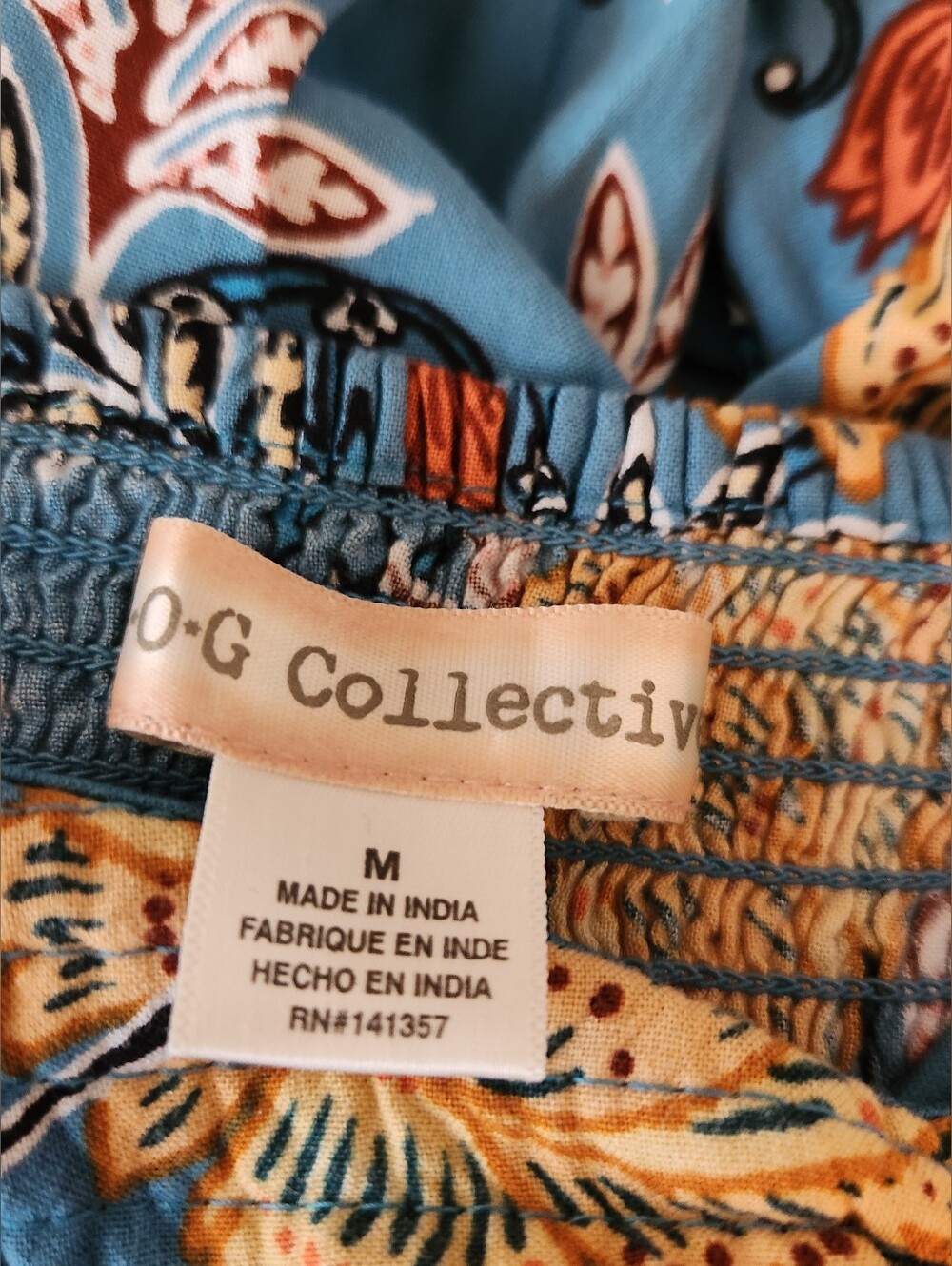 B.O.G. Collective Floral Smocked Top Wide-Leg Jumpsuit Sz M - Picture 7 of 7